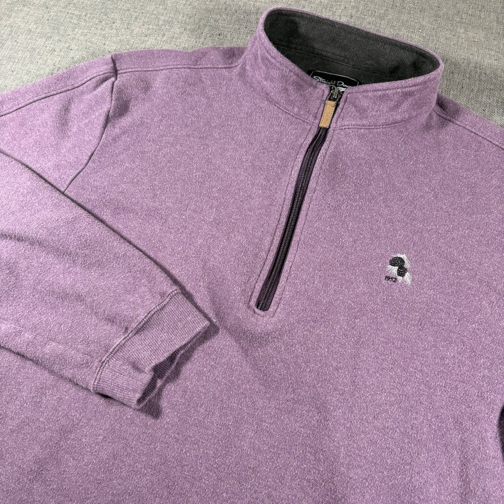 Straight Down Pullover Men XL Purple Quarter Zip Cotton Golf Sweater Logo SD